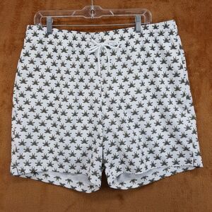 PAISLEY & GRAY Swim Trunks Mens XL White Bees Beetle Quick Dry Shorts